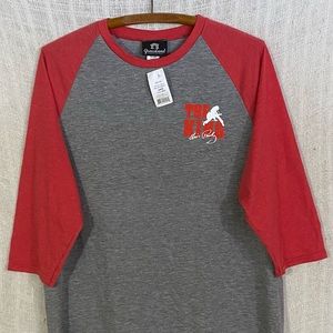 Elvis Presley Men’s Graceland The King Gray & Red 3/4 Sleeve T-Shirt